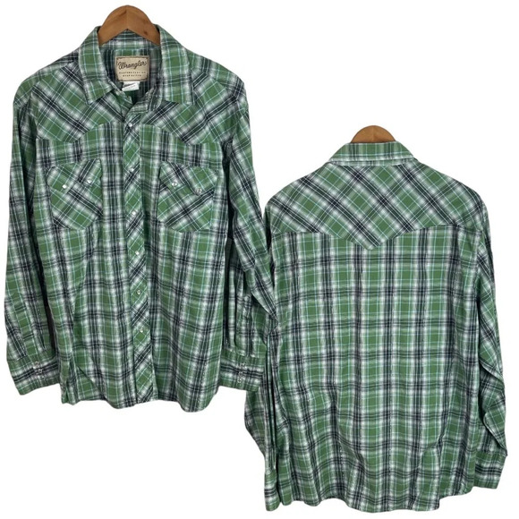 BF1171 Mens Wrangler Western Style Pearl Button Snap Cowboy Shirt XL - Picture 1 of 6